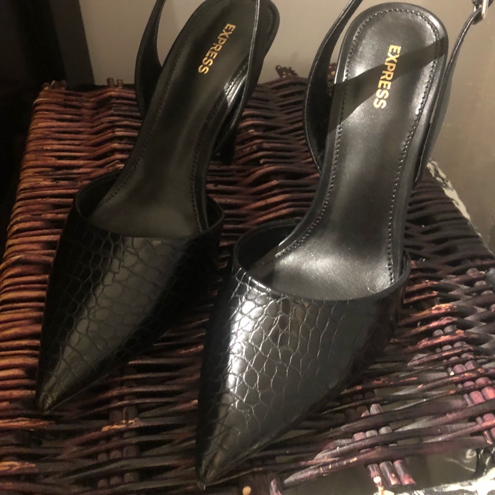 Express Black sling back heels